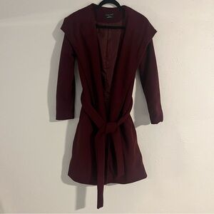 Love Tree Burgundy Hooded Trench Coat